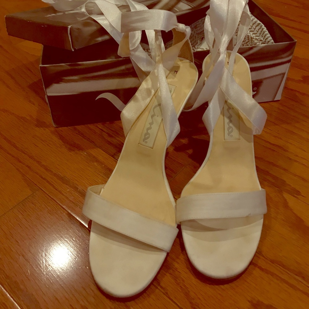 White Satin heels
